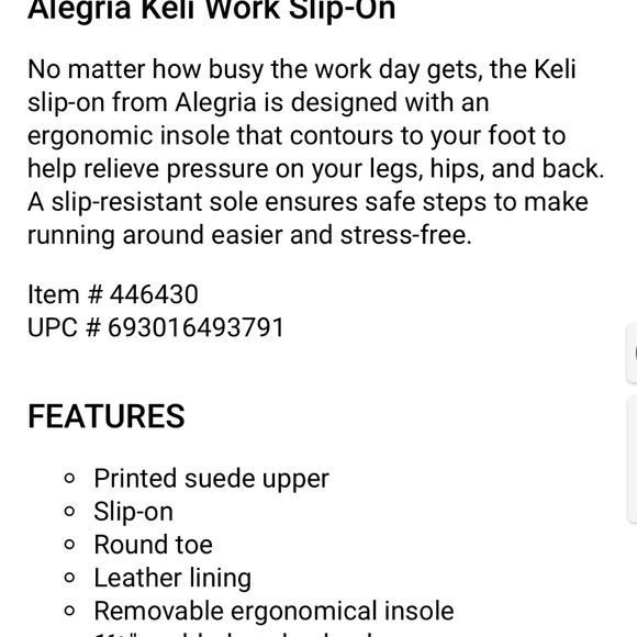 Women’s Algeria Keli Work Black Women’s Slip On in Size 41 US Size 10 - Picture 8 of 8